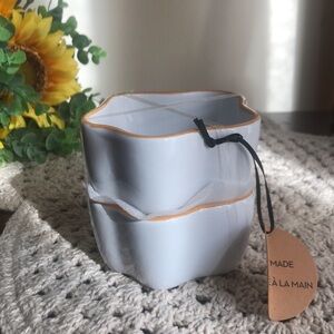 White and Yellow EGG Shaped Stoneware Ramekins